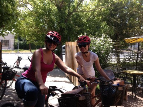 My new solo traveling friend Christie from Hong Kong and I about to start our self guided bike tour