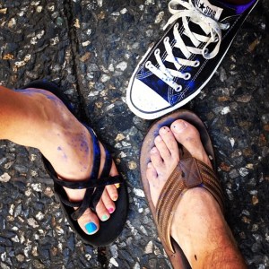 Our shoes after J'ouvert! Converse were the most comfortable.