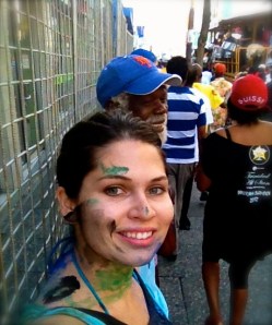 Enjoying my first J'ouvert with my new friend and host Osei