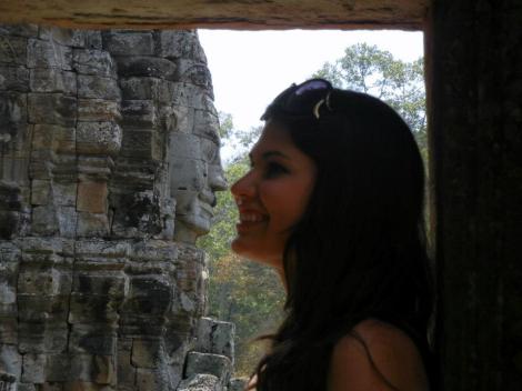 One of the guards at the temple in Angkor Wat had me give an Eskimo Kiss!