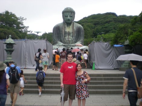 Sarah and her husband at Daibutsu