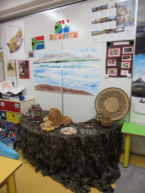 Sarah's class decorated as South Africa for International Children's Day