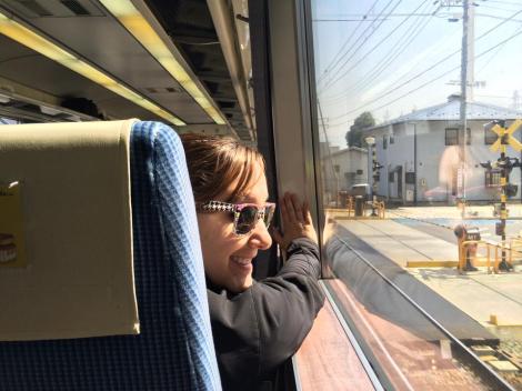 Sarah on the Shinkansen train
