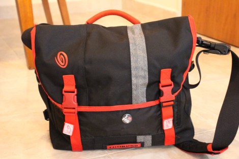 My Timbuk2 D-Lux bag (with my "I heart PDX" pin on the front)