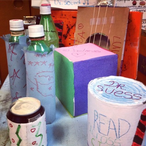 Some of the musical "instruments" created by my class to celebrate Read Across CIC (aka Read Across America)