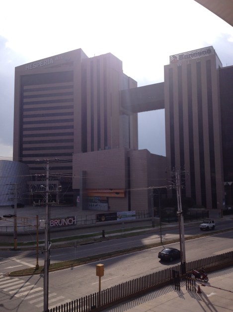 A view of the Hesperia and the Sunday brunch sign 