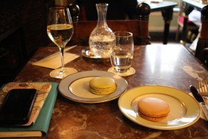 I had my journal, ipad, wine, and two lovely macarons to enjoy!