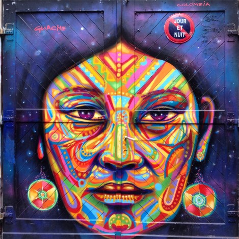 I immediately recognized Guache's work from the streets of Bogota, Colombia