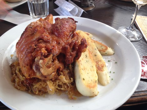 Pork knuckle and dumplings in Bratislava