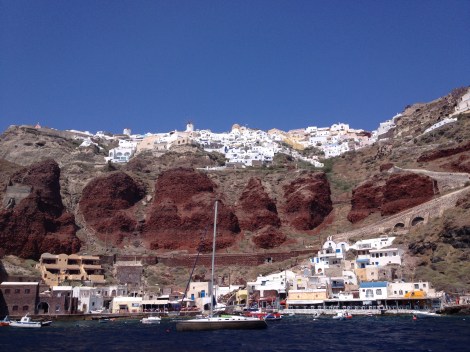 Oia harbor- take the donkey up!