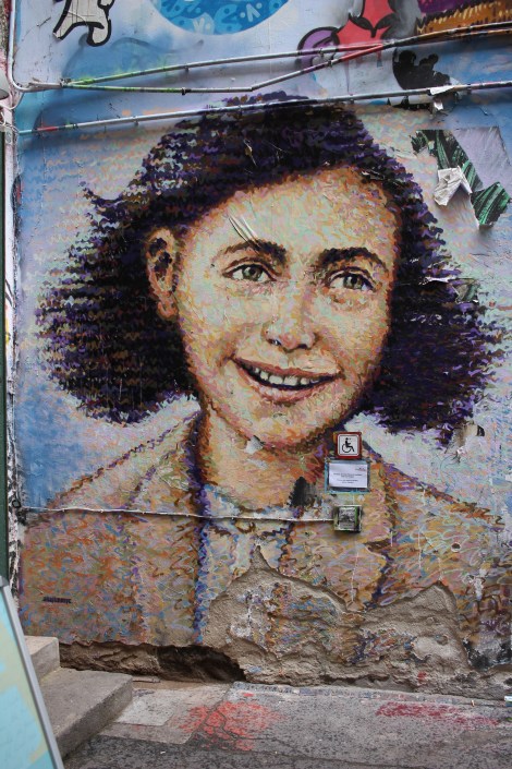 I didn't make it to her hideaway in Amsterdam, but I was blown away by this Anne Frank street art