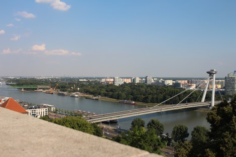 A view of the UFO tower from Devin Castle