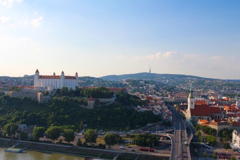 View of Bratislava Castle from the UFO Tower