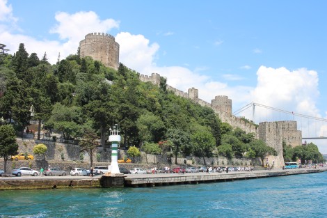 A view from the the boat with one end of the Sultan Mehmet Bridge in the background