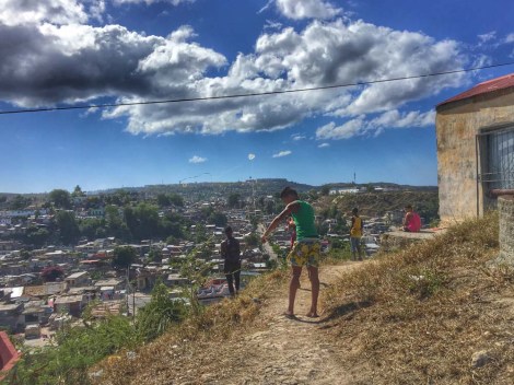 santiago boys flying kite