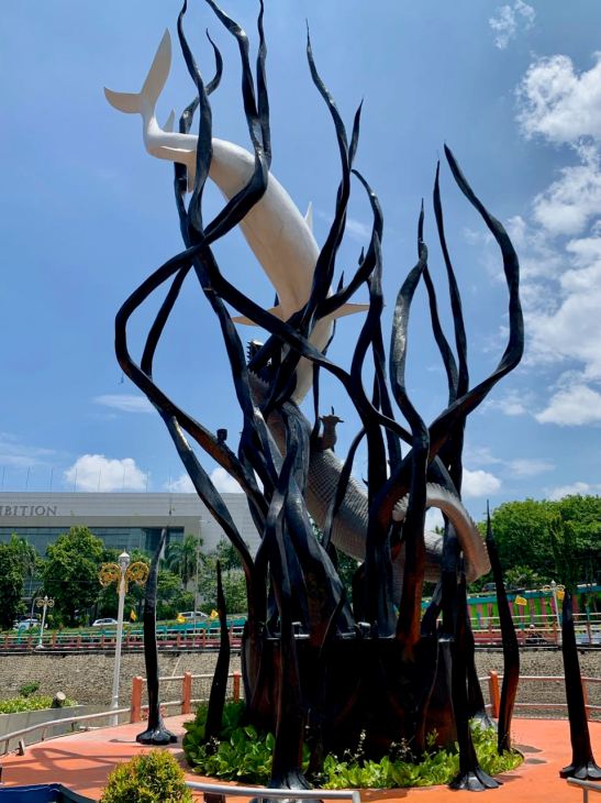 Shark and Crocodile statue